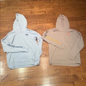 Abercrombie  Kids Logo Hoodie Sweater - Light Blue / Taupe 15/16 Years